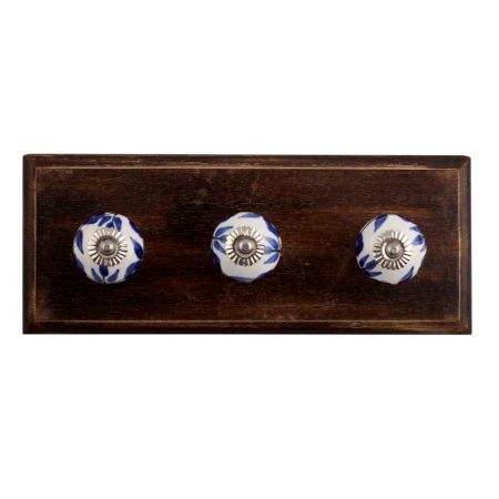 Geranium Ceramic Wooden Hooks